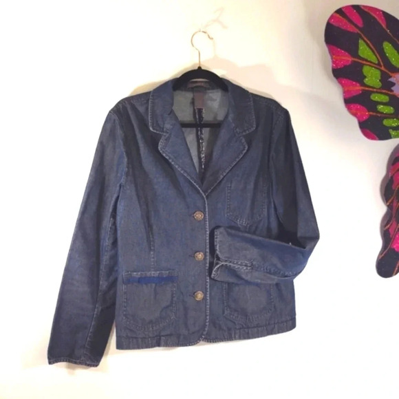 Liz Claiborne Denim Jean Jacket 100% Cotton Blue XL - Picture 15 of 15